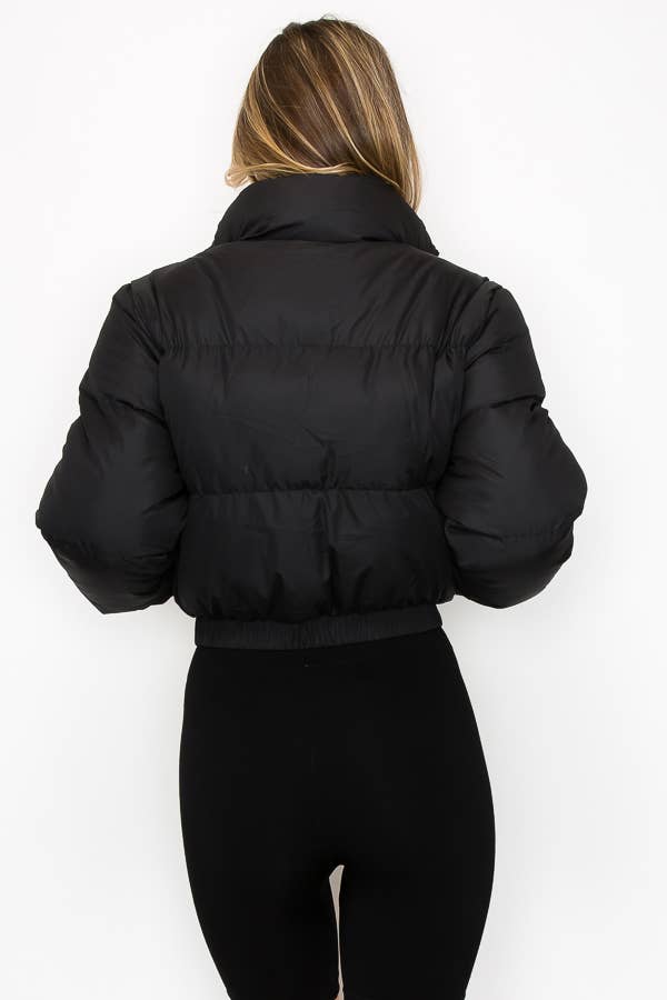 MOCK NECK LONG SLEEVE PUFFER JACKET