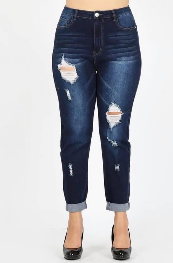 Ladies Distressed Jeans (Plus Size)