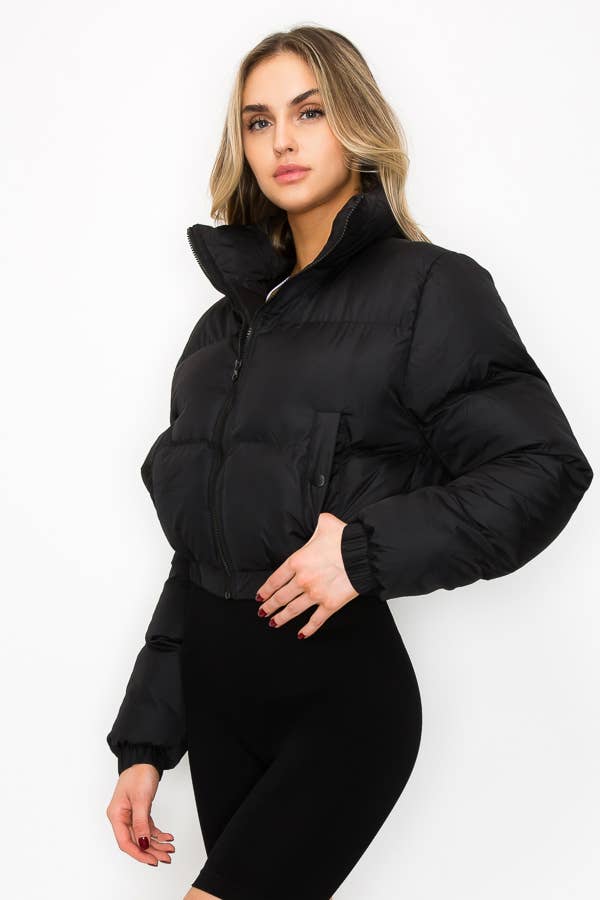 MOCK NECK LONG SLEEVE PUFFER JACKET