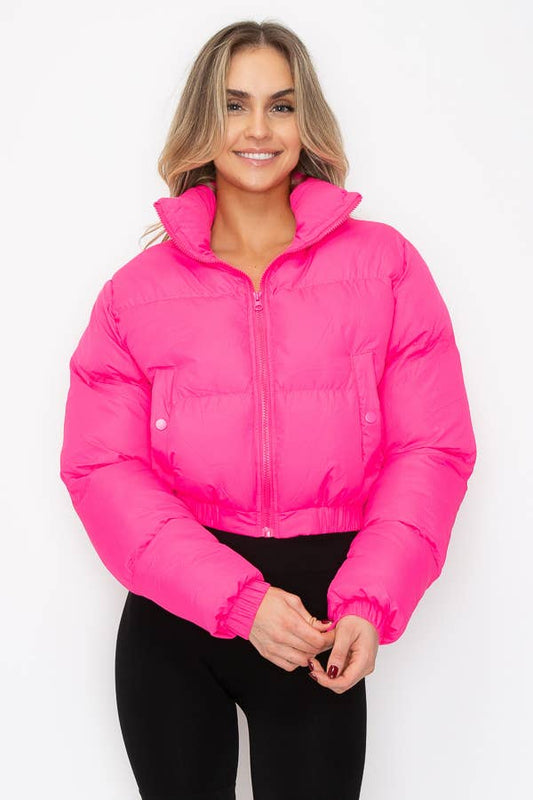 MOCK NECK LONG SLEEVE PUFFER JACKET