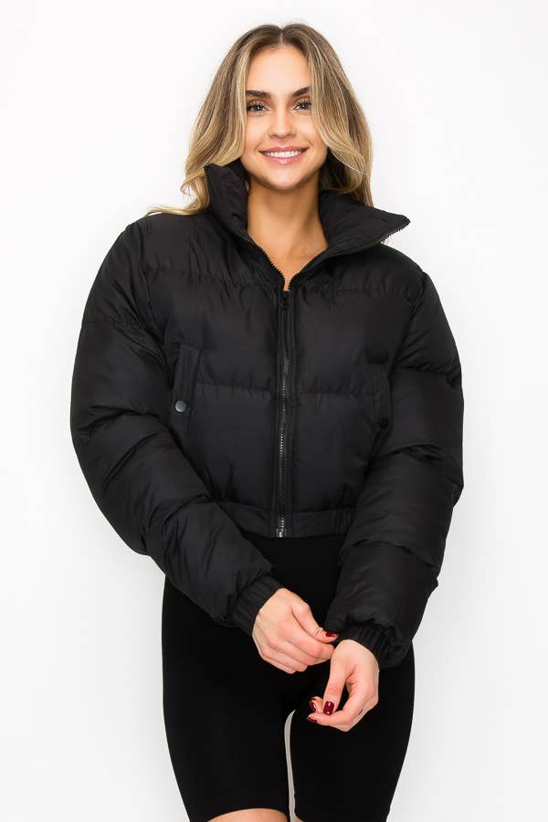 MOCK NECK LONG SLEEVE PUFFER JACKET