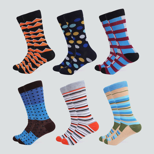 Men Casual Colorful Dress Socks - 6 Pack
