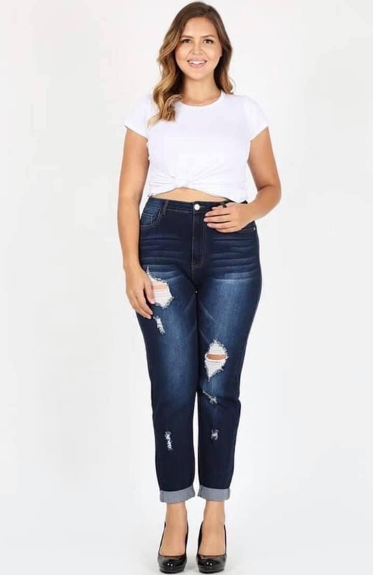 Ladies Distressed Jeans (Plus Size)