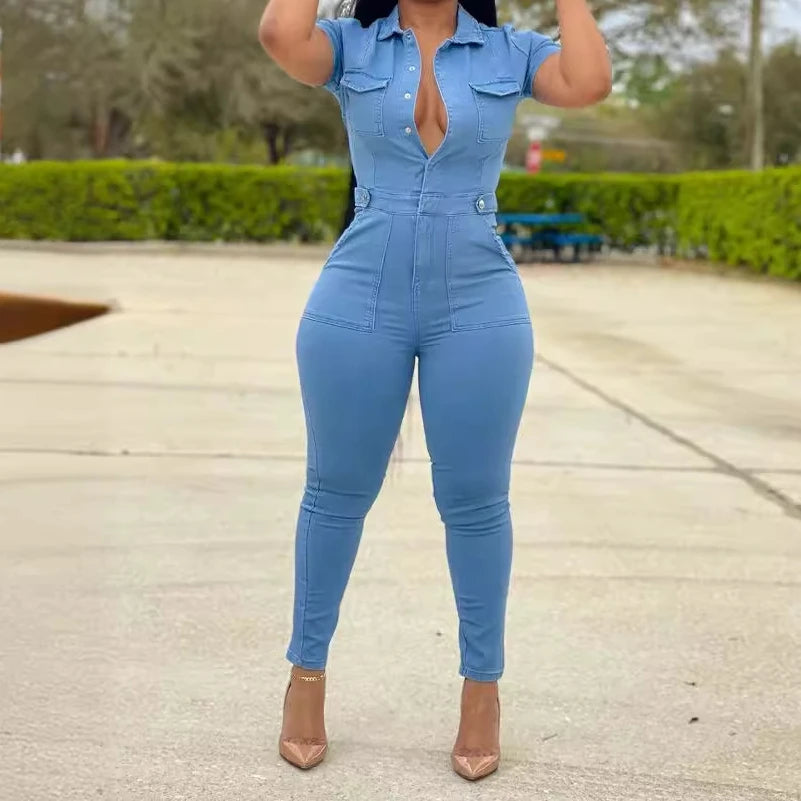 The "Do You" - One Piece Denim Jumpsuits-Romper