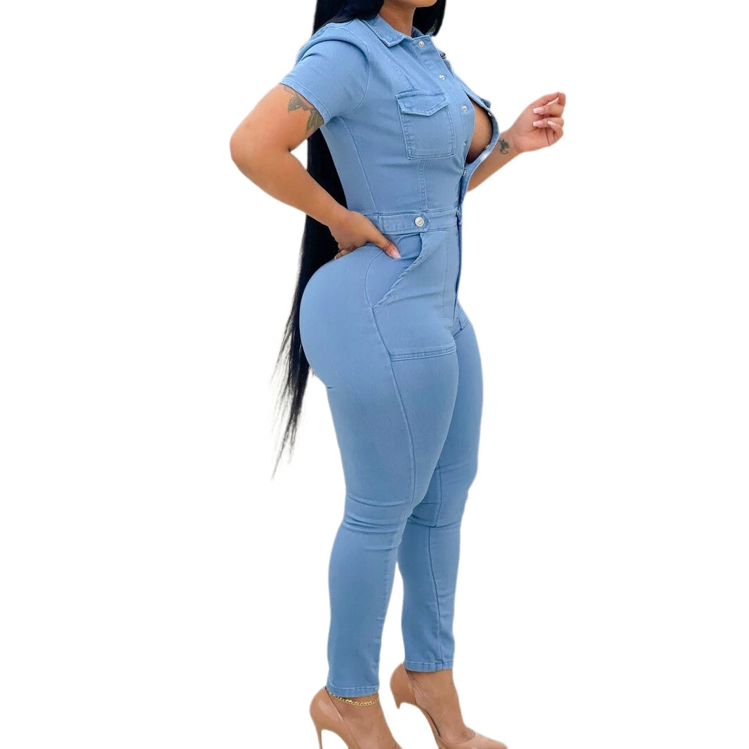 The "Do You" - One Piece Denim Jumpsuits-Romper