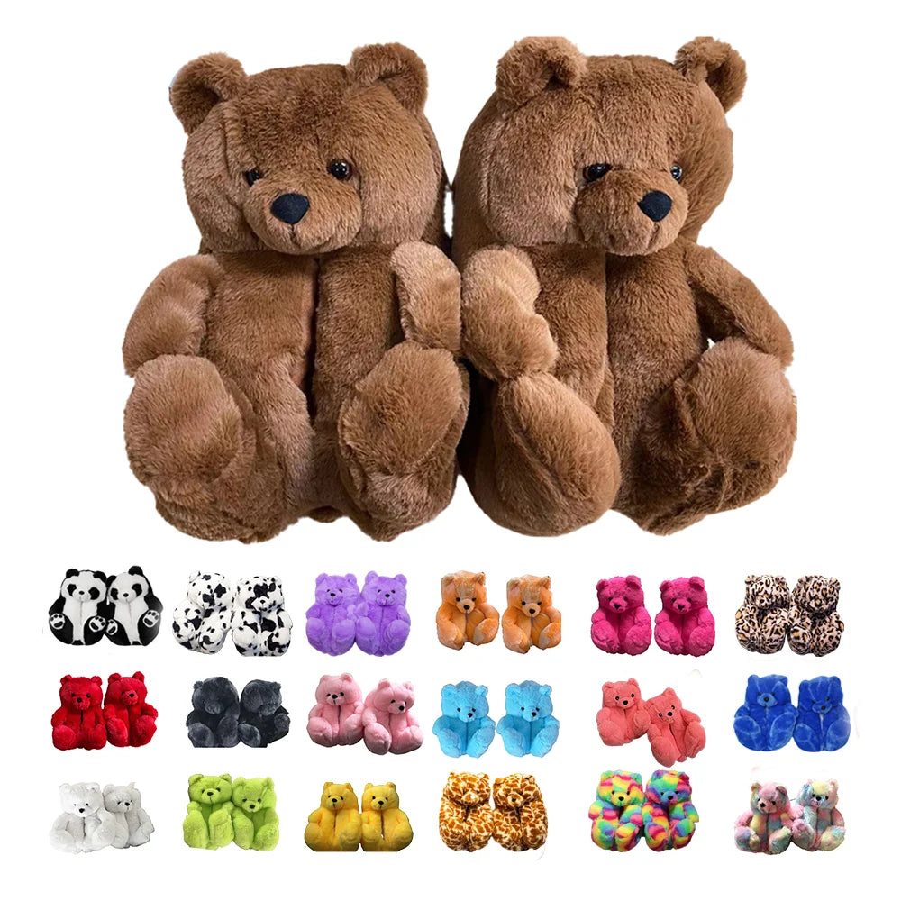 Fury Teddy Bear Plush Slippers