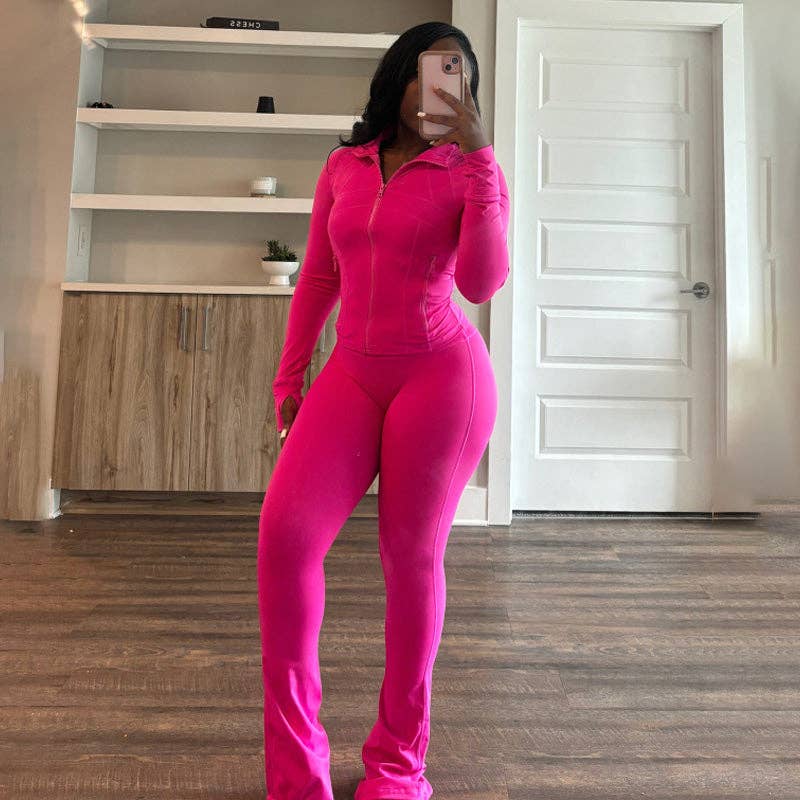 Two Piece Activewear Set with Flared Legs