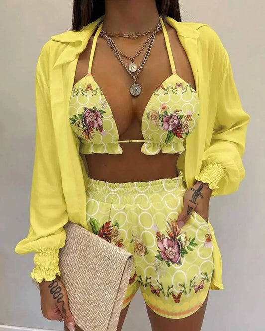 Floral Print Baecation Shorts Set